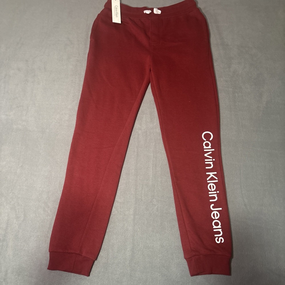Calvin Klein jeans Girls Size L 14-16 Red Elastic Waist Sweatpants